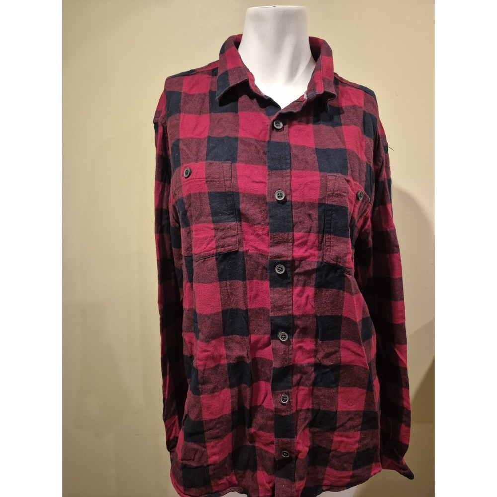 Windriver Red Plaid Flannel Shirt Top Women's Size L EUC